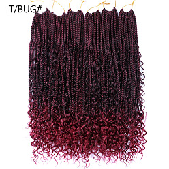 T/BUG# Bohemian Curly Box Braids Crochet Hair Extensions with Airy Three-Strand Braid