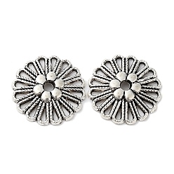 Antique Silver Tibetan Style Alloy Beads, Cadmium Free & Lead Free, Flower, Antique Silver, 23x23x3.5mm, Hole: 3mm