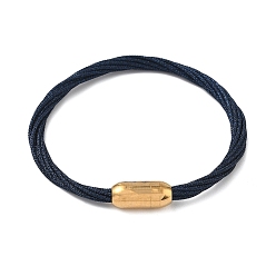 Прусский Синий 304 Браслеты из нержавеющей стали с полиэстеровым металлическим шнуром для женщин, с внутренней частью из рыбьей нити и магнитной застежкой, ионное покрытие (ip), берлинская лазурь, 7-1/4 дюйм (18.3 см)