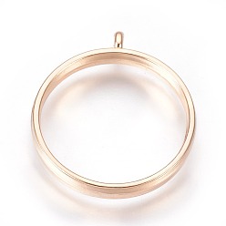 Light Gold Alloy Open Back Bezel Pendants, Cadmium Free & Lead Free, For DIY UV Resin, Epoxy Resin, Pressed Flower Jewelry, Ring, Light Gold, 32.5x28.5x4.5mm, Hole: 2mm, Inner Diameter: 25mm