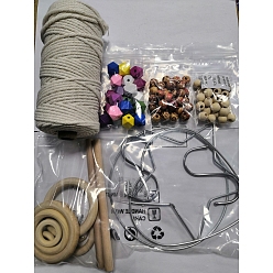 Mixed Color NBEADS 87 Piece Woven Net/Web Decoration Making Kits, Including Cotton String Threads, Iron Linking Rings, Unfinished Wood Findings, Stainless Steel S-Hook Clasp, Mixed Color, 3mm, about 100m/roll, 1roll