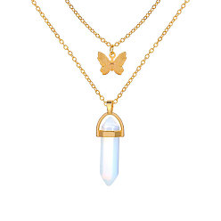 51811 Vintage Crystal Butterfly Pendant Necklace with Alloy Collarbone Chain