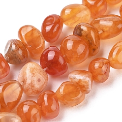 Dark Orange Natural Agate Beads Strands, Tumbled Stone, Dyed & Heated, Nuggets, Dark Orange, 8~13x9~10x6.5~9mm, Hole: 1.4mm, about 44pcs/strand, 14.76 inch(37.5cm)