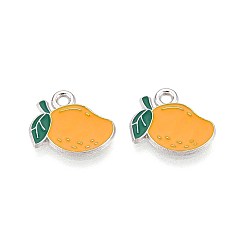 Золотистый Эмалевые подвески из фруктового сплава, манго, платина, золотые, 13.5x11.5x1.5 мм, отверстие : 1.5 мм