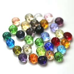 Mixed Color Imitation Austrian Crystal Beads, Grade AAA, Faceted, Rondelle, Mixed Color, 6x4mm, Hole: 0.7~0.9mm