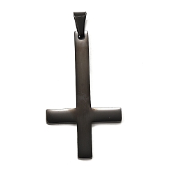 Черный Перевернутый христианский крест 304 Большой подвесной крест Святого Петра из нержавеющей стали, с 201 держателями для ледоруба из нержавеющей стали, чёрные, 50x28x2 мм, отверстие : 9x5 мм