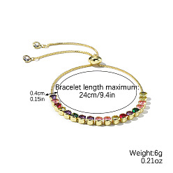 S2211-6 Mixed Color Circle Браслет для женщин с цветным цирконом и микроинкрустацией