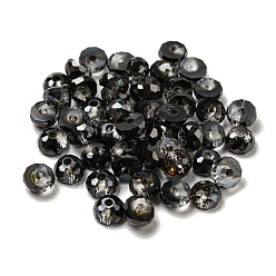Black Electroplate Glass Beads, Faceted, Half Round, Black, 5.5x3mm, Hole: 1.4mm, 100pcs/bag
