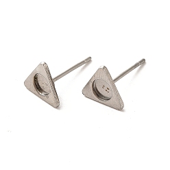 Stainless Steel Color Triangle 304 Stainless Steel Studs Earrings, with 201 Stainless Steel Findings, Stainless Steel Color, Tray: 4mm, 7.5x8.5mm, Pin: 12x0.8mm