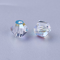 Crystal AB K9 Glass Beads, Faceted, Bicone, Crystal AB, 5x5mm, Hole: 1mm