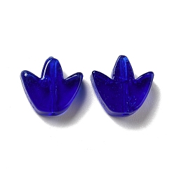 Bleu Moyen  Des billes de verre, fleur de tulipe, bleu moyen, 16x16x5.5~6mm, Trou: 2mm