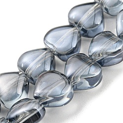 Light Steel Blue Pearl Luster Plated Electroplate Transparent Glass Beads Strands, Heart, Light Steel Blue, 5.5x6x4mm, Hole: 0.9mm, about 110pcs/strand, 23.23 inch(59cm)