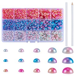 Mixed Color 3116Pcs 16 Style Imitation Pearl Acrylic Cabochons, Dome, with Rhinestone Picker Dotting Pencil, Mixed Color, 4~10x2~5mm