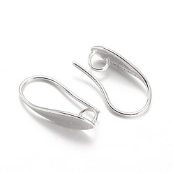 Platinum Brass Earring Hooks, Ear Wire, with Horizontal Loop, Platinum, 18x5.5x10.5mm, Hole: 3.5mm, 18 Gauge, Pin: 1mm