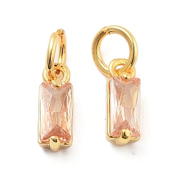 Лавандовый румянец Латунные микро проложить кубического циркония прелести, долговечный, с целью перехода в кольце, реальный 18 k позолоченный, лавандовый румянец, 10x3x3 мм