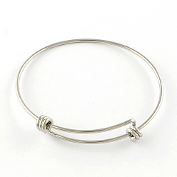 Stainless Steel Color Adjustable 201 Stainless Steel Expandable Bangle Making, Stainless Steel Color, 55mm