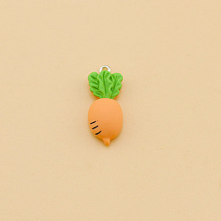 Carrot Opaque Resin Pendants, Plants Charms, Carrot Pattern, 20mm