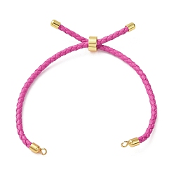 Rouge Violet Moyen Fabrication de bracelets en cordon de cuir tressé en microfibre ronde ajustable, avec les accessoires en laiton, convient aux breloques de connecteur, support violet rouge, 9.13x0.12 pouce (23.2x0.3 cm), Trou: 2mm