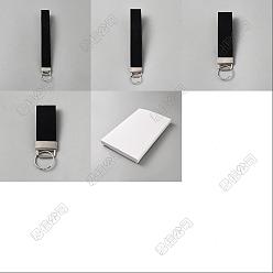 Noir 4 pièces 4 styles de fermoirs porte-clés en feutre, avec porte-clés en alliage, rectangle, platine, noir, 90~230mm, 1 pc / style