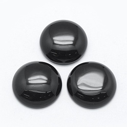 Obsidian Natural Obsidian Cabochons, Half Round, 24.5~25x4~7mm