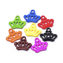 Mixed Color Opaque Acrylic Pendants, Crown, Mixed Color, 21x23.5x3mm, Hole: 3mm, about 890pcs/500g