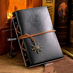 Black PU Imitation Leather Notebooks, Travel Journals, Witchcraft Supplies, Black, 182x134mm