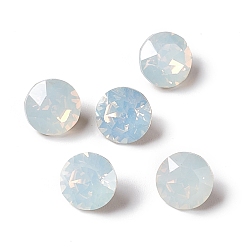 White Opal Opal Style K9 Glass Rhinestone Cabochons, Pointed Back & Back Plated, Diamond, White Opal, 8x5.5mm