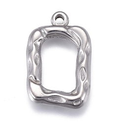 Stainless Steel Color 304 Stainless Steel Hammered Pendants, Frame, Stainless Steel Color, 20x13x3mm, Hole: 1.4mm