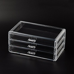 Clair 3 compartiments boîtes de rangement de bijoux en plastique, rectangle, clair, 140x245x110mm