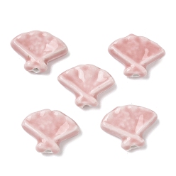 Pink Фарфоровые бусины ручной работы, пастельный фарфор, вентилятор, розовые, 19x24x6 мм, отверстие : 1.8 мм