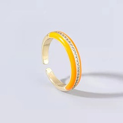 Yellow Minimalist European and American Style Zircon Oil Drop Ring for Women