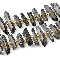 Серый Природных кристаллов кварца бисер нитей, граненые, окрашенные, палочка для наггетсов, с бисером, серые, 11~25x3~9x4~10 мм, отверстие : 1~1.2 мм, около 19~26 шт / нитка, 7.09~7.48'' (18~19 см)