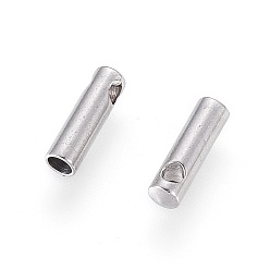 Stainless Steel Color 304 Stainless Steel Cord Ends, End Caps, Column, Stainless Steel Color, 7x2mm, Hole: 1mm, Inner Diameter: 1.4mm