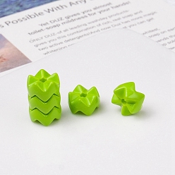 Green Yellow Opaque Acrylic Beads, Wave Snowflake, Green Yellow, 9.5x5mm, Hole: 2mm