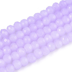 Лиловый Запекание расписных стеклянных бусин с имитацией нефрита, граненые, шайба, сирень, 4x3 мм, отверстие : 1 мм, около 105~110 шт / нитка, 38~39 см
