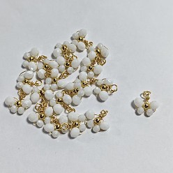 Белый 20 шт. Стеклянные подвески, бабочка, с 304 кольцами из нержавеющей стали, граненые, белые, 17x15.4 мм