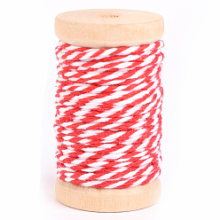 Red Two Tone Macrame Cotton Braid Thread, with Spool, Round, Red, 1.5mm, about 14.22 Yards(13m)/Roll