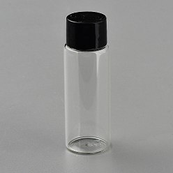 Black Glass Refillable Bottle, with Plastic Screw Lid, for Essential Oils Aromatherapy Lab Chemical, Black, 7.1cm, Capacity: 20ml(0.68fl. oz)