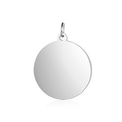 Stainless Steel Color 201 Stainless Steel Pendants, Flat Round, Stamping Blank Tag, Stainless Steel Color, 20.5x18x1.5mm, Hole: 3.5mm
