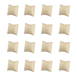 Светло-хаки Подушка-подушка из пеньки крафт для ювелирных украшений, деревесиные, 7.8x7x4.65 см