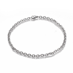 Stainless Steel Color 304 Stainless Steel Cable Chain Anklets, with Lobster Claw Clasp, Stainless Steel Color, 9-7/8 inch(25cm)