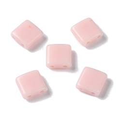 Pink Opaque Acrylic Slide Charms, Square, Pink, 5.2x5.2x2mm, Hole: 0.8mm