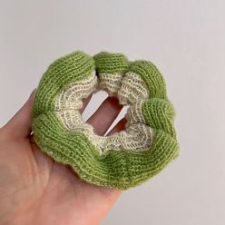 Green Woolen Knitting Elastic Hair Accessories, for Girls or Women, Scrunchie/Scrunchy Hair Ties, Green, 120mm