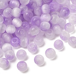 Lila Backfarbe Glasperlen, Cateye Katzenauge Imitat, Runde, Ton zwei, lila, 3x4 mm, Bohrung: 1.4 mm, ca. 13333 Stk. / 1000 g