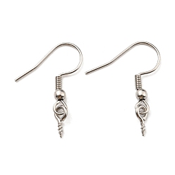 Stainless Steel Color 304 Stainless Steel Earring Hooks, Ear Wire with Pinch Bails, Stainless Steel Color, 21 Gauge, 25.5mm, Pin: 0.7mm and 1mm