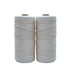 White Cotton String Threads for Knit Making, White, 4mm, about 109.36 Yards(100m)/Roll
