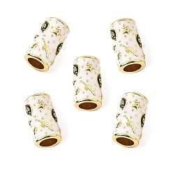 Белый Латунь микропаве прозрачный кубический цирконий европейский бисер, бусины с большим отверстием, колонна со звездой и глазом, с эмалью, стойки покрытие, без кадмия и без свинца, долговечный, белые, 20x11.5 мм, отверстие : 7 мм