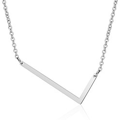Letter L 201 Stainless Steel Initial Pendants Necklaces, with Cable Chains, Letter, Letter.L, 17.3~18.3 inch(44~46.5cm)x1.5mm, LetterL: 37.5x17x1mm
