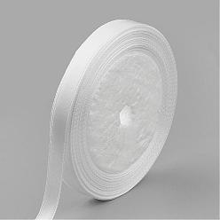 White High Dense Single Face Satin Ribbon, Polyester Ribbons, White, 1/4 inch(6~7mm), about 25yards/roll, 10rolls/group, about 250yards/group(228.6m/group)