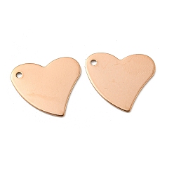 Rose Gold Ion Plating(IP) 304 Stainless Steel Stamping Blank Tag Pendants, Heart, Rose Gold, 18x17x0.8mm, Hole: 1.5mm
